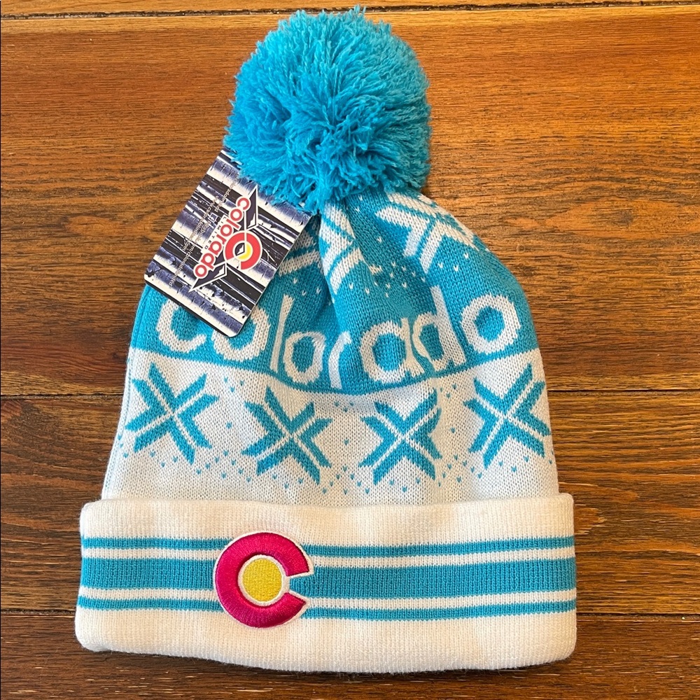 Colorado Limited | Blue & White Beanie Hat | Winter | Colorado Proud | Pink C